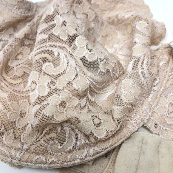 SMART & SEXY Beige Lace Unlined Bra Size 42DD - Picture 2 of 11